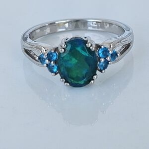 Genuine Paraiba Blue Color Opal Ring in Sterling Silver Size 8! 💙